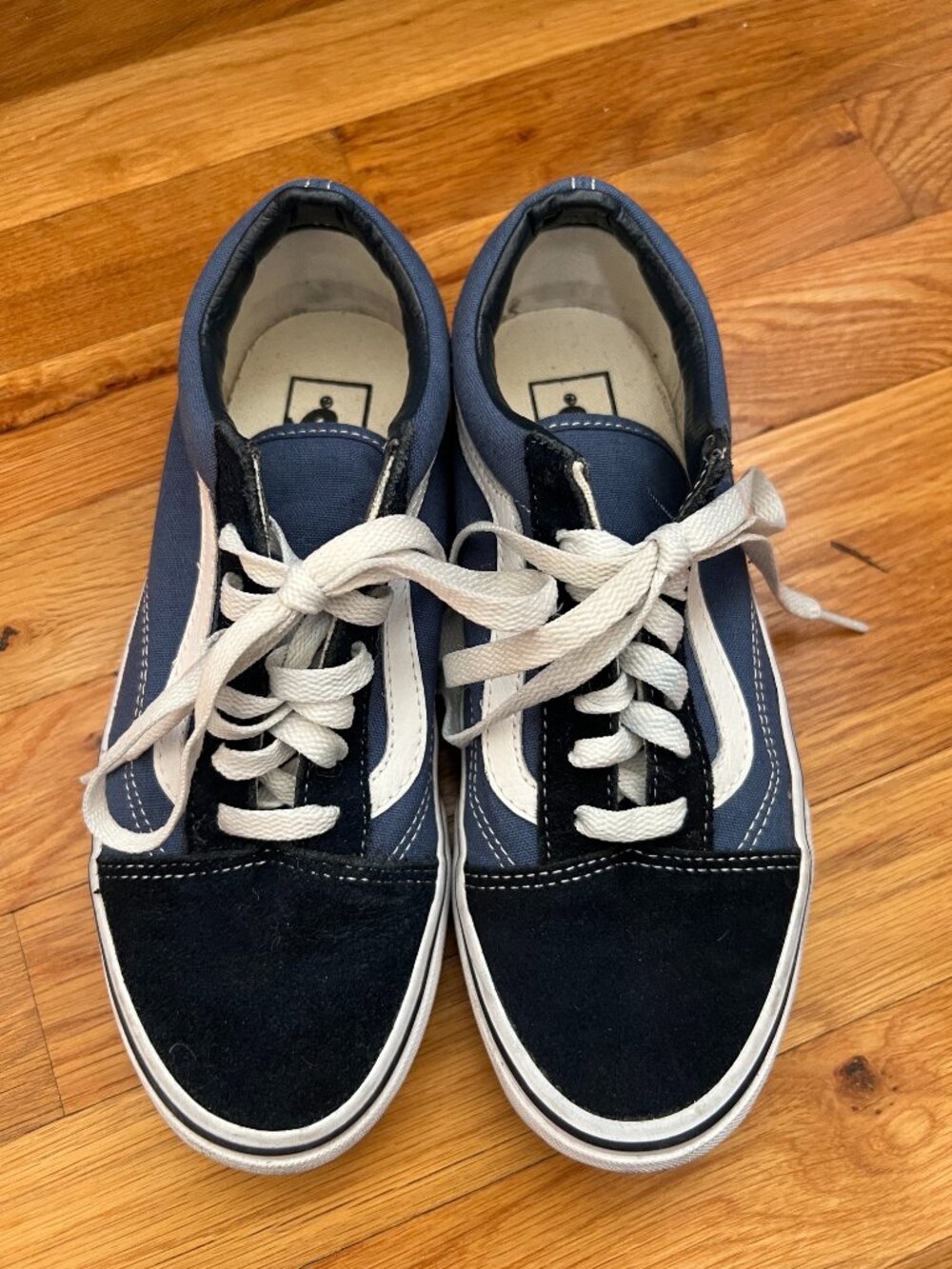 Navy Old Skool Vans sneakers, very gently worn, with box. w7/m5.5/kids 5.5.